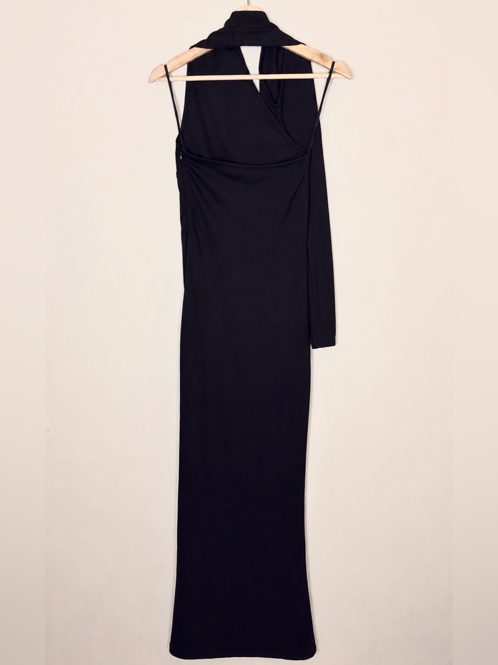 Marcella NYC Manhattan One Shoulder European Ponte Open Back Halter Gown XS - Picture 12 of 15